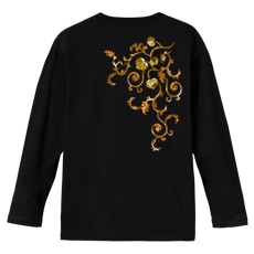 和柄Ｔシャツ　葵唐草(茶)　[メンズ長袖(バックプリント)]|和柄Ｔシャツ [長袖,メンズ,バックプリント]|和柄Ｔシャツ [メンズ長袖]