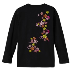 和柄Ｔシャツ　桜流水紋様　[メンズ長袖(バックプリント)]|和柄Ｔシャツ [長袖,メンズ,バックプリント]|和柄Ｔシャツ [メンズ長袖]