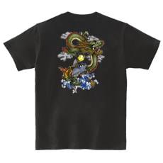 和柄Ｔシャツ　登竜門_龍巻鯉　[レディース半袖(バックプリント)]|和柄Ｔシャツ [半袖,レディース,バックプリント]|和柄Ｔシャツ [レディース半袖]