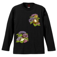 和柄Ｔシャツ　鳥獣戯画_紫陽花蛙　[メンズ長袖]|和柄Ｔシャツ [長袖,メンズ,通常プリント]|和柄Ｔシャツ [メンズ長袖]