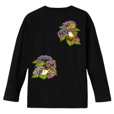 和柄Ｔシャツ　鳥獣戯画_紫陽花蛙　[メンズ長袖(バックプリント)]|和柄Ｔシャツ [長袖,メンズ,バックプリント]|和柄Ｔシャツ [メンズ長袖]
