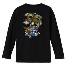 和柄Ｔシャツ　登竜門_龍巻鯉　[メンズ長袖(バックプリント)]|和柄Ｔシャツ [長袖,メンズ,バックプリント]|和柄Ｔシャツ [メンズ長袖]
