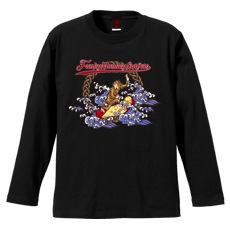 和柄Ｔシャツ　鳥獣戯画_波乗猿　[メンズ長袖]|和柄Ｔシャツ [長袖,メンズ,通常プリント]|和柄Ｔシャツ [メンズ長袖]
