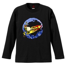 和柄Ｔシャツ　鳥獣戯画_波乗蛙　[メンズ長袖]|和柄Ｔシャツ [長袖,メンズ,通常プリント]|和柄Ｔシャツ [メンズ長袖]