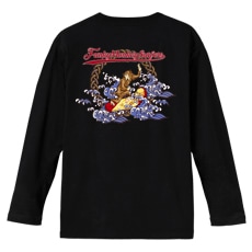 和柄Ｔシャツ　鳥獣戯画_波乗猿　[メンズ長袖(バックプリント)]|和柄Ｔシャツ [長袖,メンズ,バックプリント]|和柄Ｔシャツ [メンズ長袖]