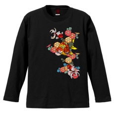 和柄Ｔシャツ　華紋様金魚　[メンズ長袖]|和柄Ｔシャツ [長袖,メンズ,通常プリント]|和柄Ｔシャツ [メンズ長袖]