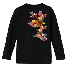和柄Ｔシャツ　華紋様金魚　[メンズ長袖(バックプリント)]|和柄Ｔシャツ [長袖,メンズ,バックプリント]|和柄Ｔシャツ [メンズ長袖]