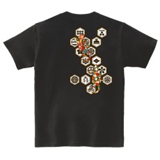 和柄Ｔシャツ　六角家紋守宮　[レディース半袖(バックプリント)]|和柄Ｔシャツ [半袖,レディース,バックプリント]|和柄Ｔシャツ [レディース半袖]