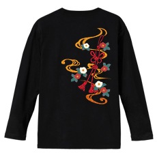 和柄Ｔシャツ　流水結組紐　[メンズ長袖(バックプリント)]|和柄Ｔシャツ [長袖,メンズ,バックプリント]|和柄Ｔシャツ [メンズ長袖]