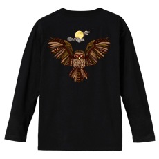和柄Ｔシャツ　闇夜梟　[レディース長袖(バックプリント)]|和柄Ｔシャツ [長袖,レディース,バックプリント]|和柄Ｔシャツ [レディース長袖]