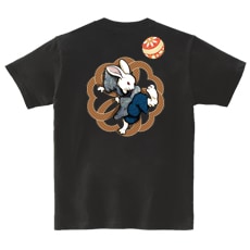 和柄Ｔシャツ　鳥獣戯画_蹴鞠兎　[レディース半袖(バックプリント)]|和柄Ｔシャツ [半袖,レディース,バックプリント]|和柄Ｔシャツ [レディース半袖]