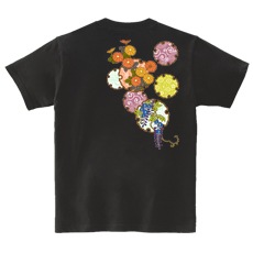 和柄Ｔシャツ　雪輪季節花紋　[レディース半袖(バックプリント)]|和柄Ｔシャツ [半袖,レディース,バックプリント]|和柄Ｔシャツ [レディース半袖]