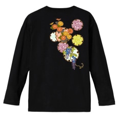 和柄Ｔシャツ　雪輪季節花紋　[レディース長袖(バックプリント)]|和柄Ｔシャツ [長袖,レディース,バックプリント]|和柄Ｔシャツ [レディース長袖]