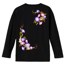 和柄Ｔシャツ　鳥獣戯画_朝顔遊戯　[レディース長袖(バックプリント)]|和柄Ｔシャツ [長袖,レディース,バックプリント]|和柄Ｔシャツ [レディース長袖]