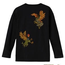 和柄Ｔシャツ　闘鷄炎舞　[メンズ長袖(バックプリント)]|和柄Ｔシャツ [長袖,メンズ,バックプリント]|和柄Ｔシャツ [メンズ長袖]