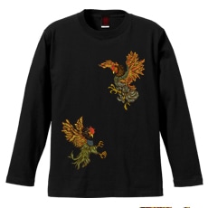 和柄Ｔシャツ　闘鷄炎舞　[レディース長袖]|和柄Ｔシャツ [長袖,レディース,通常プリント]|和柄Ｔシャツ [レディース長袖]