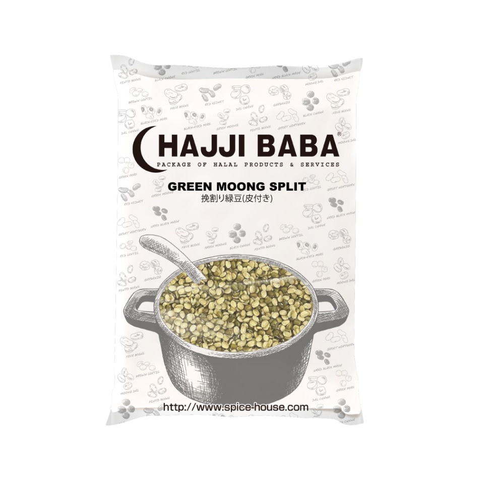 【HAJJIBABA】GREEN MOONG SPLIT/緑豆挽割り 1kg