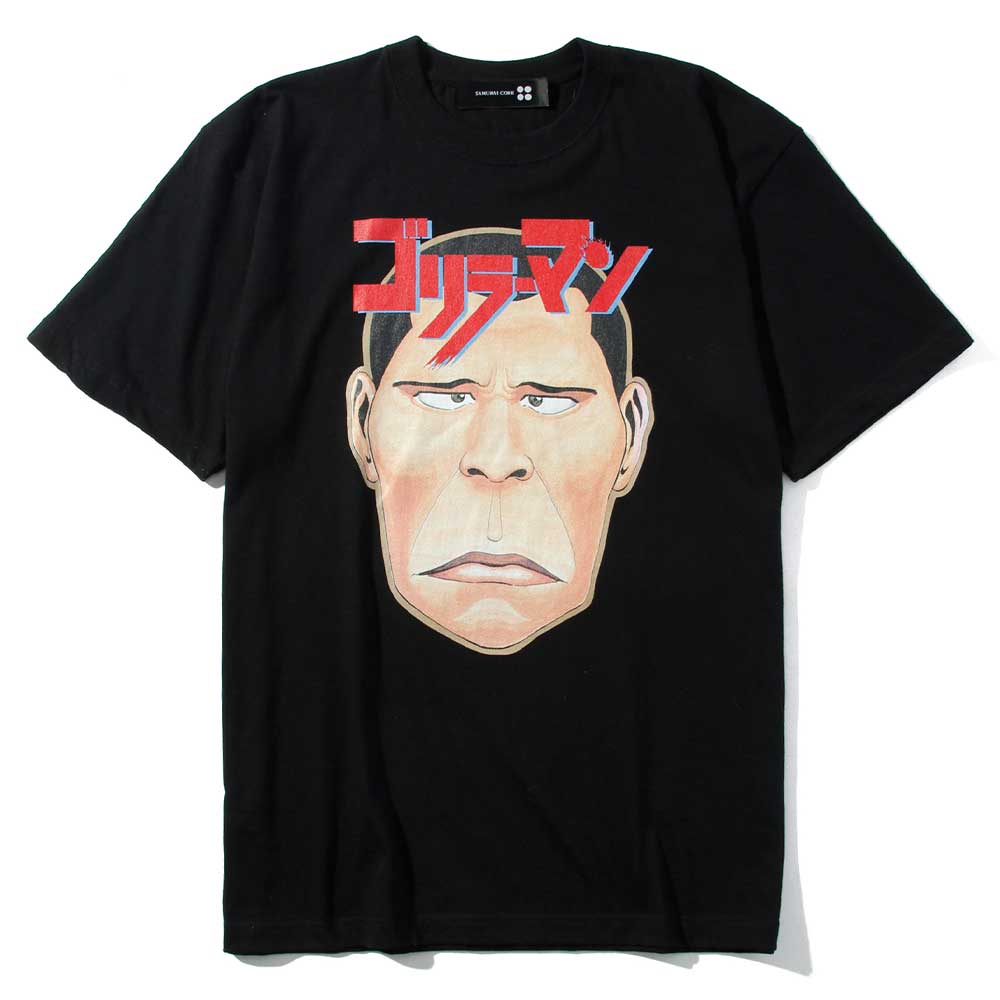 ゴリラーマン/顔TEE(ゴリラーマン 池戸定治)Tシャツ/ブラック