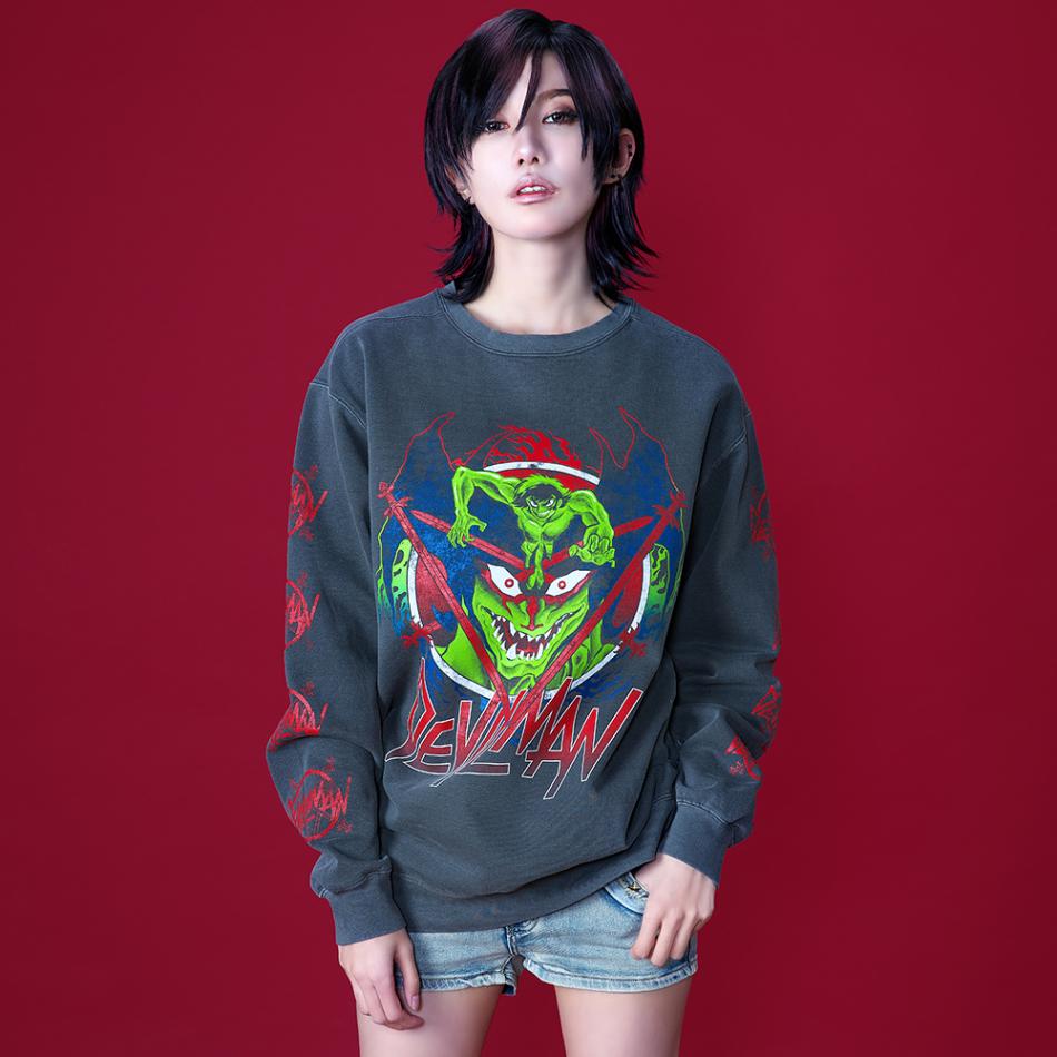 デビルマン/DEVILMAN クルーネックスウェット/ヴィンテージブラック