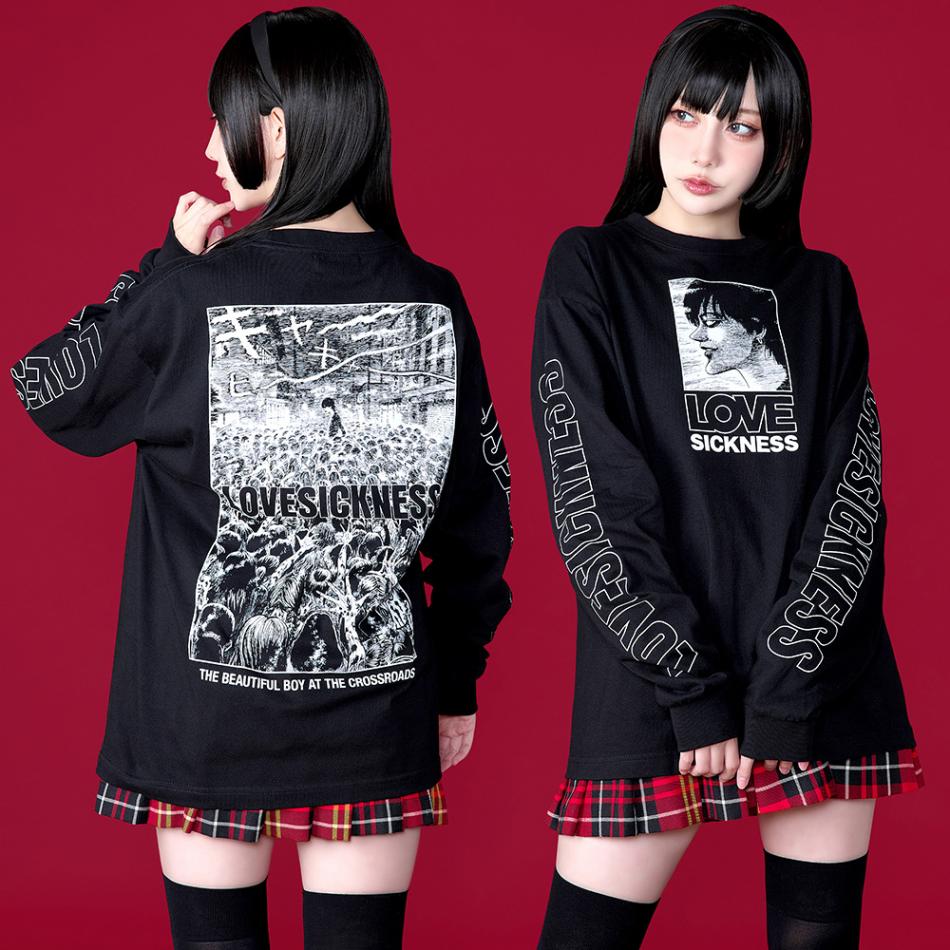 伊藤潤二/四つ辻の美少年 ロングスリーブTシャツ/ブラック｜墓場の画廊
