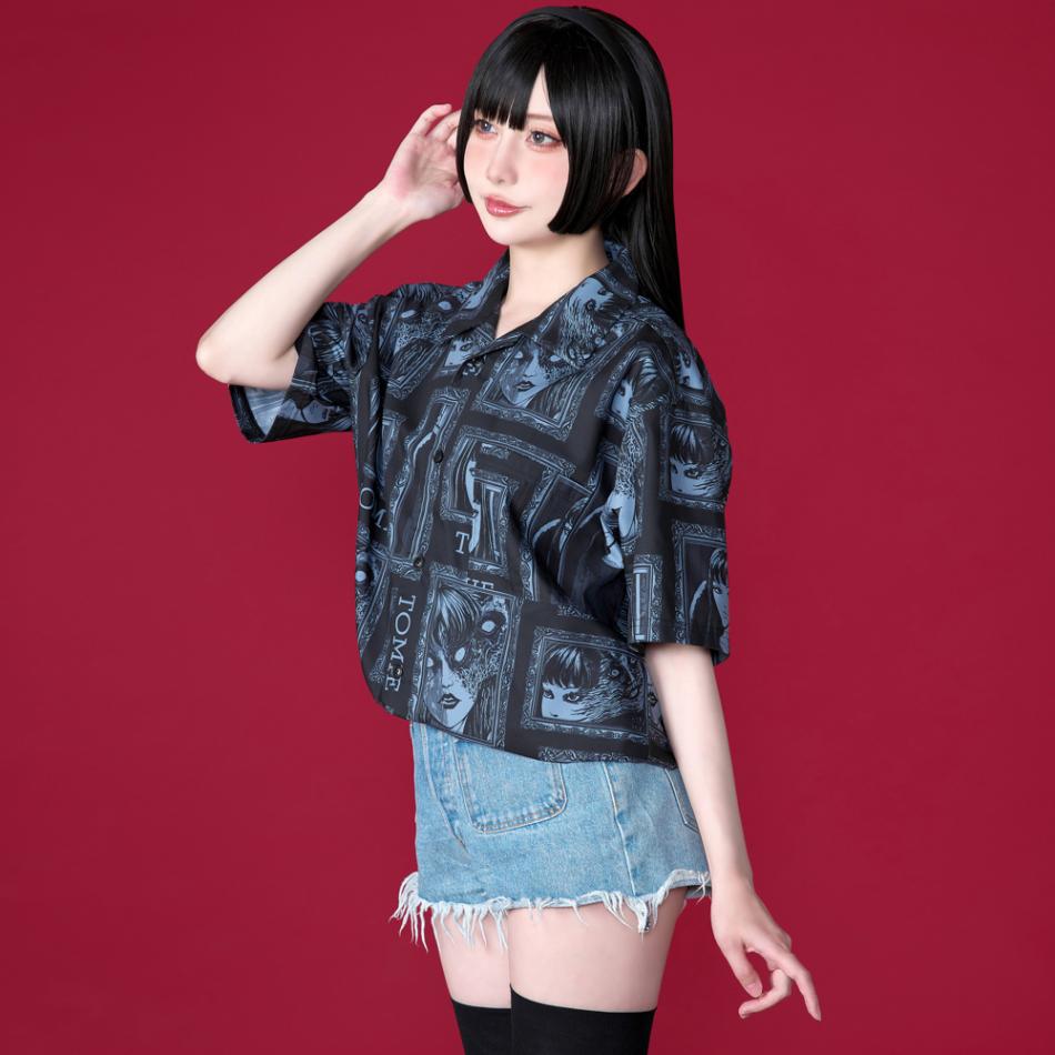 伊藤潤二/画家 アロハシャツ/ブラック｜墓場の画廊ONLINE STORE