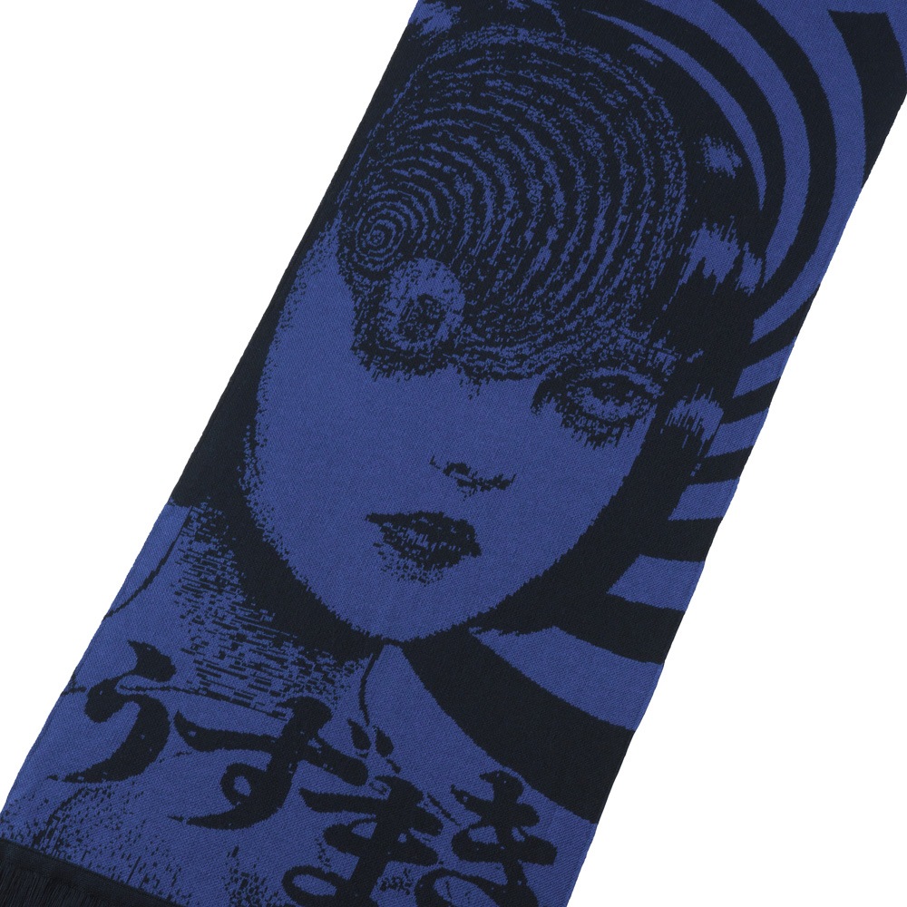 伊藤潤二/うずまき マフラー/ブルー｜墓場の画廊ONLINE STORE