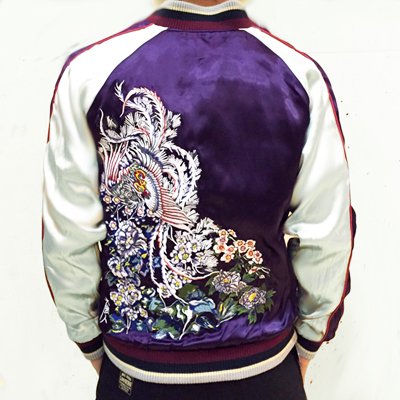 リバーシブルスカジャン ZIPANG LUXE】ALL振り刺繍オーバーダイ加工リバーシブル