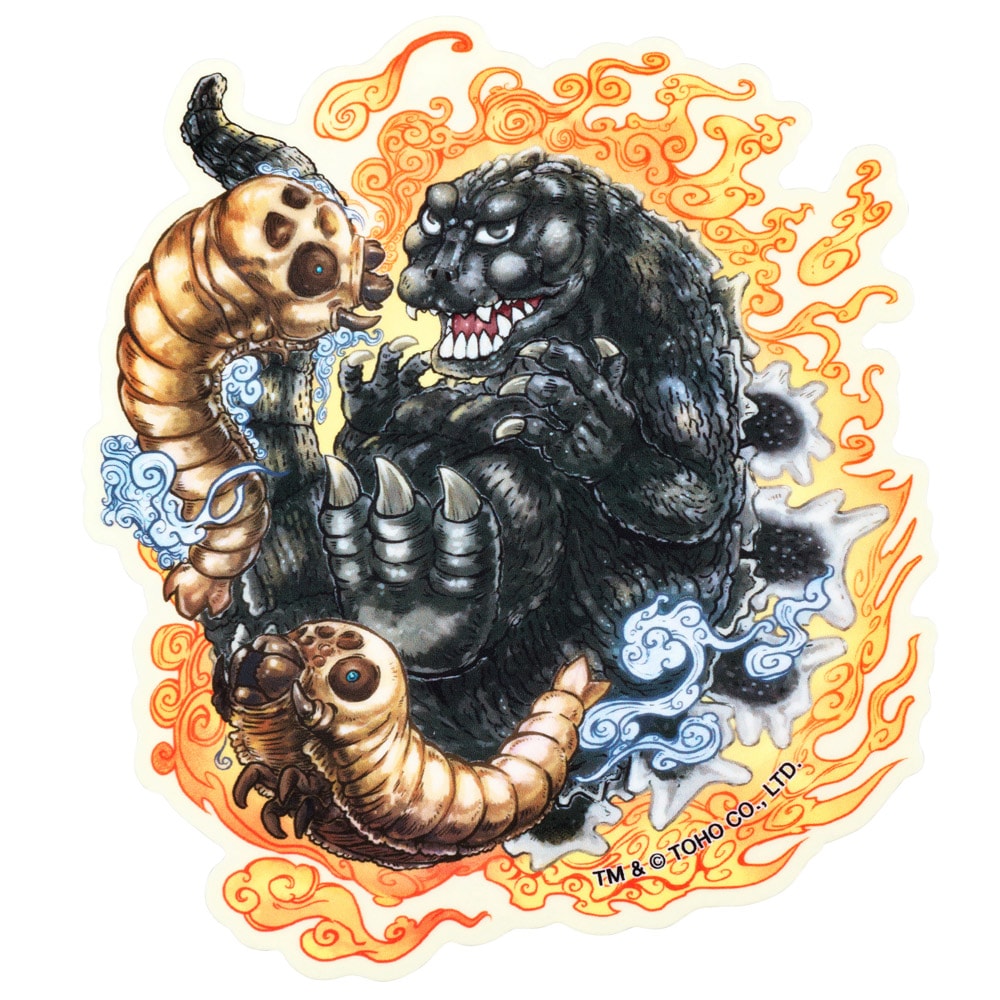 モスラ/ゴジラ&幼虫モスラ 耐水ステッカー｜墓場の画廊ONLINE STORE