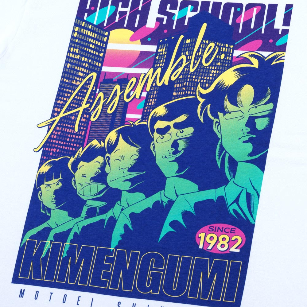 ハイスクール！奇面組/キービジュアル Tシャツ/ホワイト｜墓場の画廊