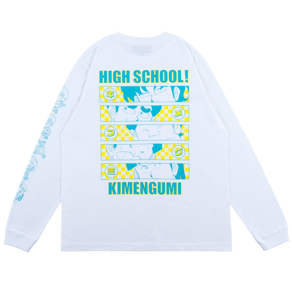 ハイスクール！奇面組/キメングミ ロングスリーブTシャツ/ホワイト