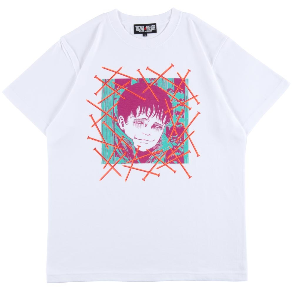 伊藤潤二/双一 釘 Tシャツ/ホワイト｜墓場の画廊ONLINE STORE