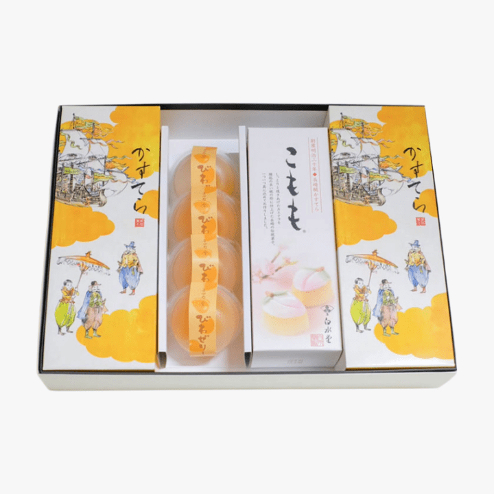 特製五三焼かすてら2斤・こもも・びわゼリー詰合せ