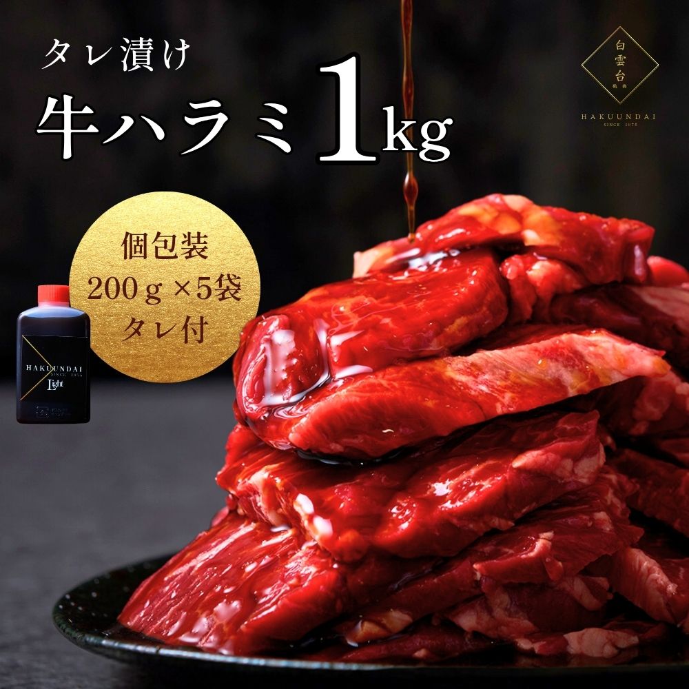 送料無料！【真空パック】タレ漬けハラミ 1kg（あっさりタレ付き）