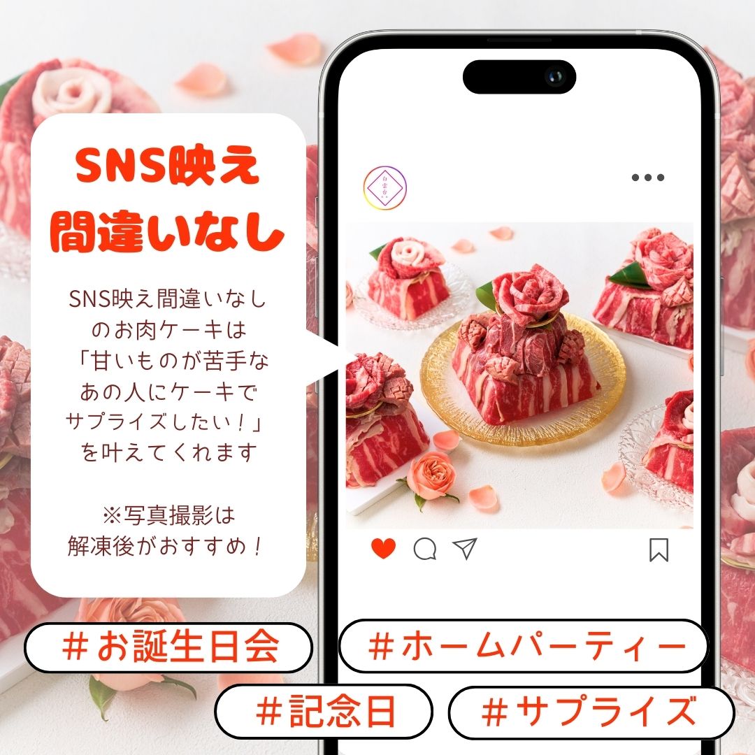 送料無料！【誕生日祝い】Heartfelt 肉ケーキ『結実(ゆうみ)』700g　2種のタレ付き