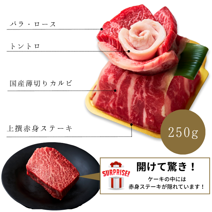 送料無料！【出産祝い】Heartfelt ミニミニ肉ケーキ 『頂花（ちょうか）』250g