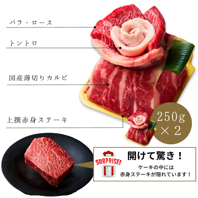 送料無料！【出産祝い】Heartfelt ミニミニ肉ケーキ 『頂花-相咲き-』500g