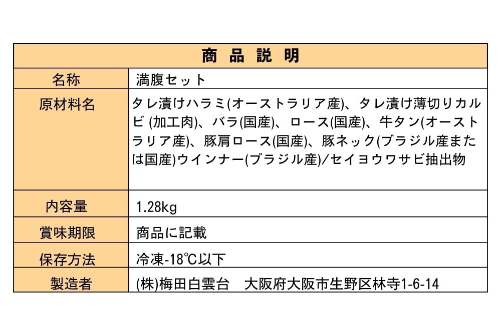 送料無料！満腹セット 1.28kg（3種類のタレ付き）