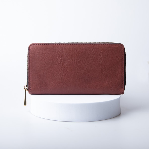 国産栃木レザーの大容量ラウンドファスナー財布 マスタードカラー