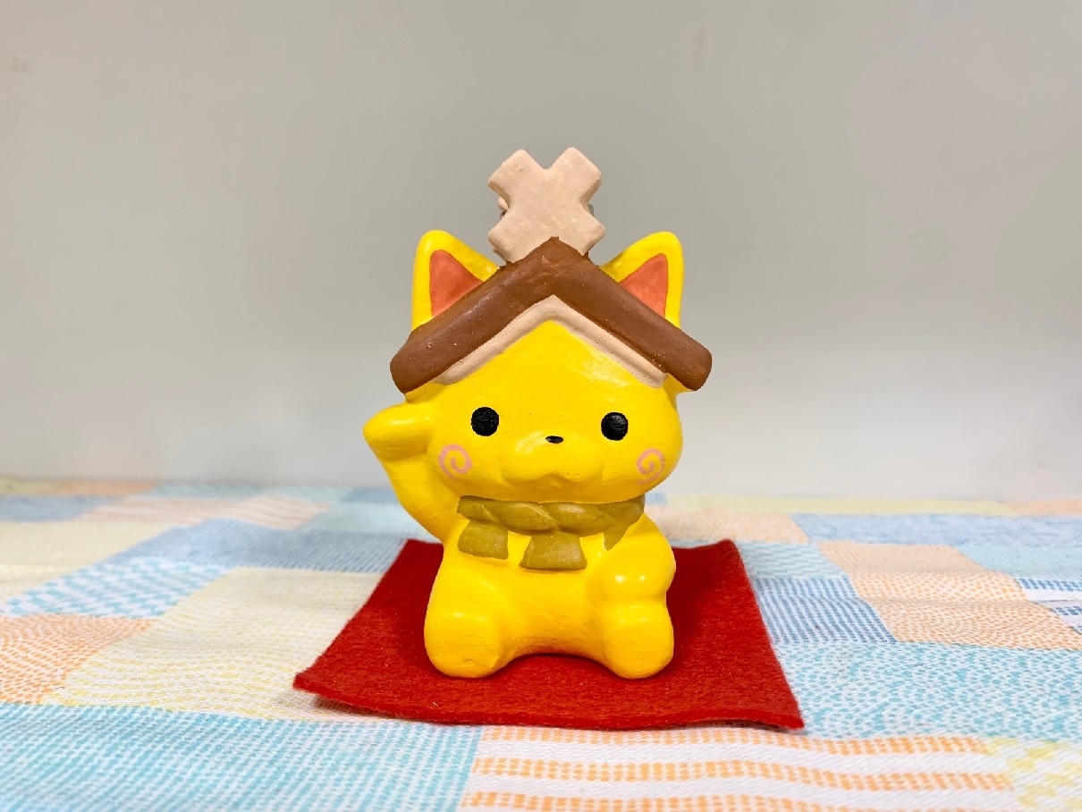 三河 招き猫 土人形 2点セット サビ猫&オールブラック 美品 ☆お