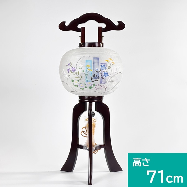 【伝統型提灯】 9号 ブラウン 菊桔梗 MG（回転式）高さ71cm