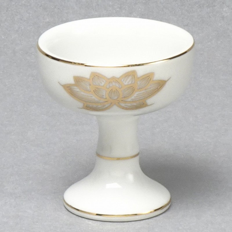 【仏飯器】 瀬戸物 白上金ハス（小～大）