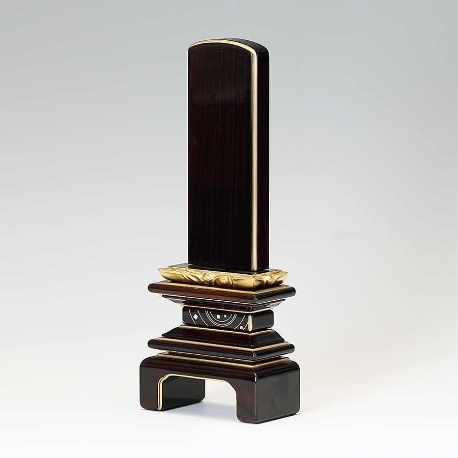 【位牌】 黒檀蓮付上呂門 宙 sora 文字彫1名込 3.5寸