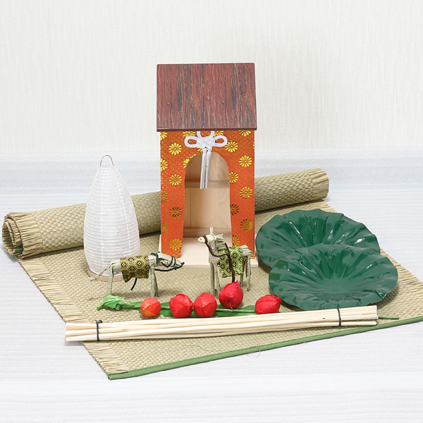 【初盆・新盆・お盆】お盆のセットB 初盆・新盆・お盆用のセット 提灯新棚ミニ付き 初盆 新盆 牛・馬 ハス 鬼灯（ホオズキ）ゴザ（ござ） 初盆