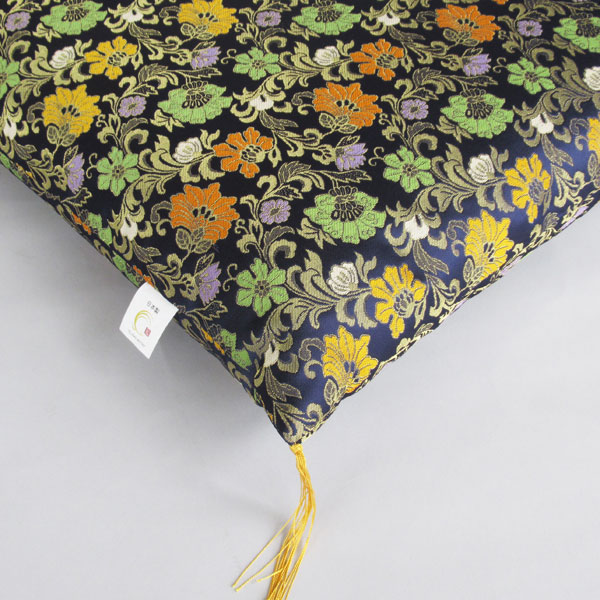 【座布団】 金襴座布団 天平唐花高尾錦 紺