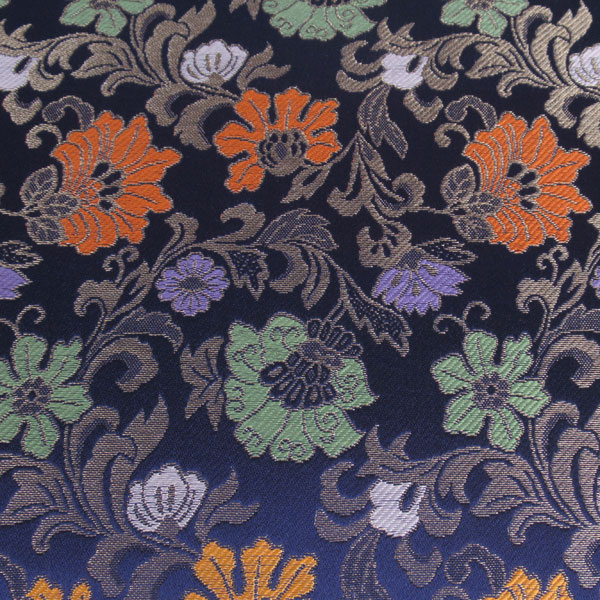 【座布団】 金襴座布団 天平唐花高尾錦 紺