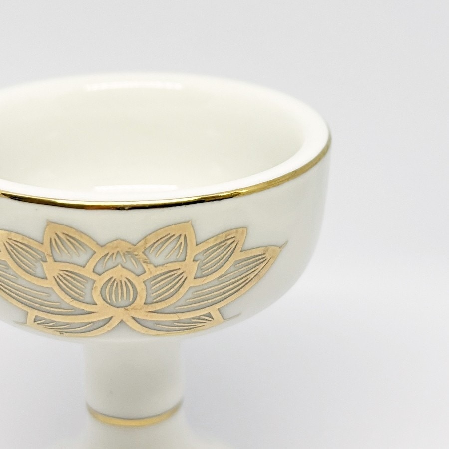 仏飯器】 瀬戸物 白上金ハス（小～大） | 水・ご飯,仏飯器 | お仏壇の