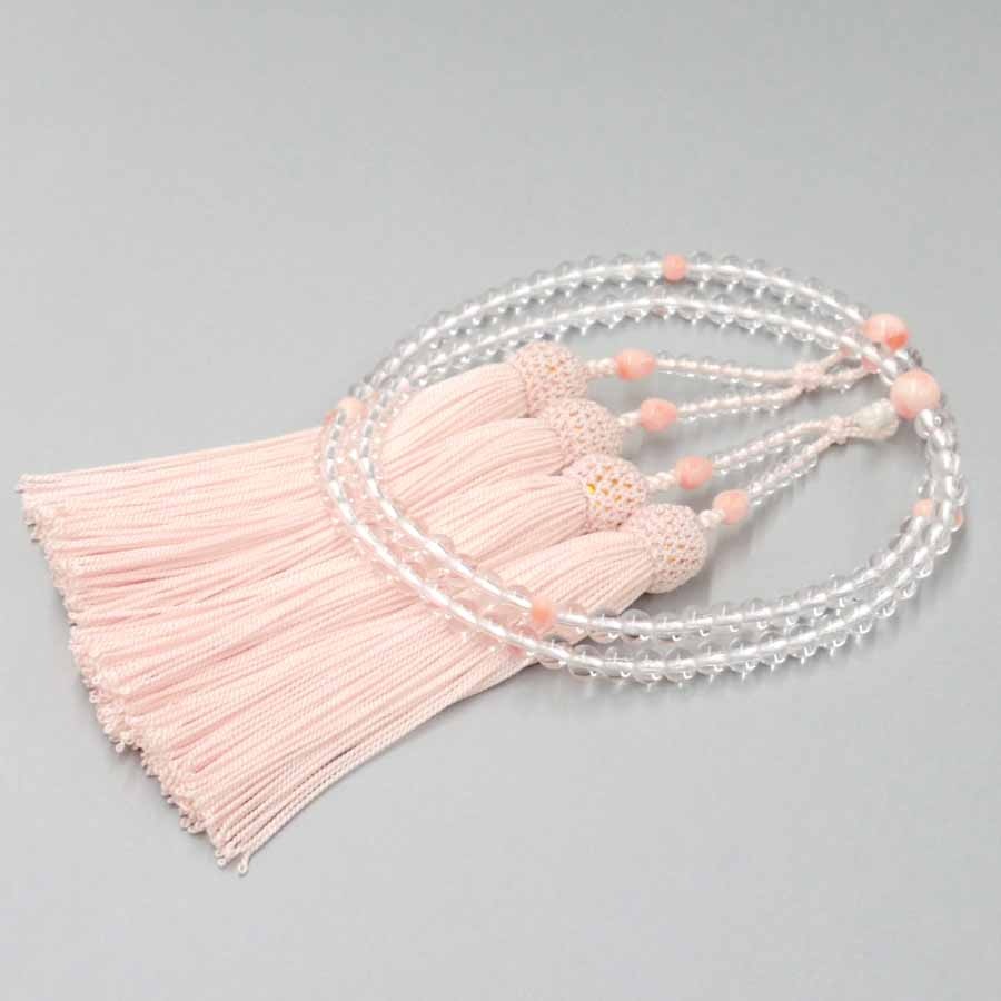 女性用念珠】 水晶 サンゴ ヨリ房 ピンク | 数珠・念珠,女性用 | お