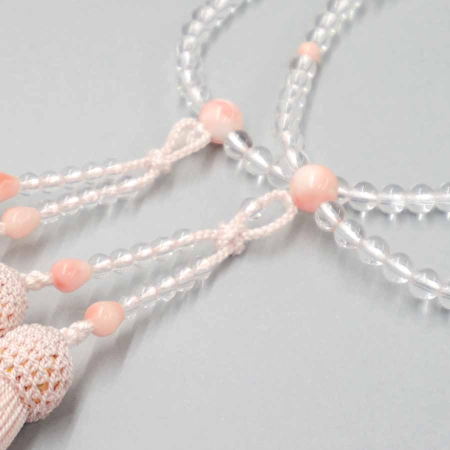 女性用念珠】 水晶 サンゴ ヨリ房 ピンク | 数珠・念珠,女性用 | お