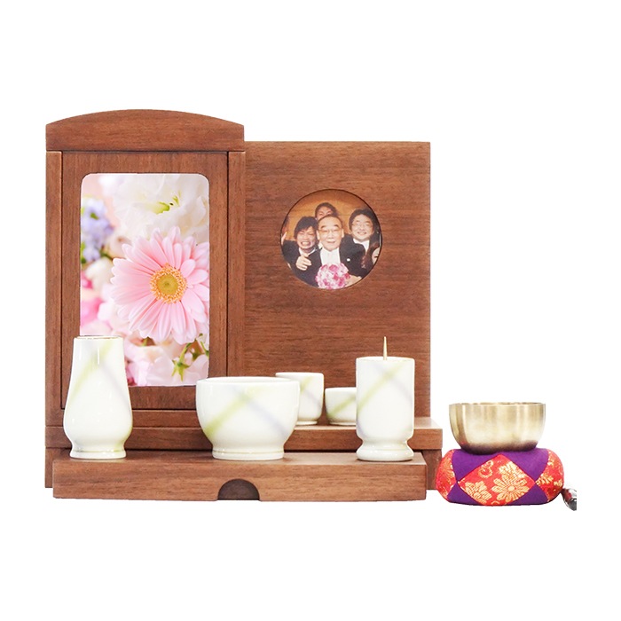 【仏壇】 モダンコンパクト仏壇（S） だんらん ウォールナット お仏具セット付