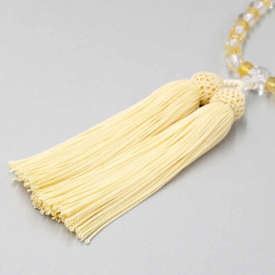 女性用念珠】 水晶 間玉 黄水晶 ヨリ房 クリーム色 | 数珠・念珠,女性